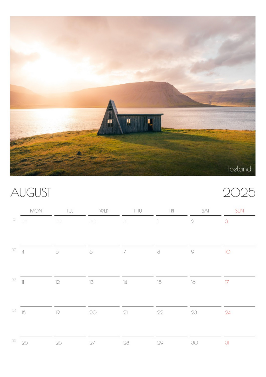 Wall calendar 2025
